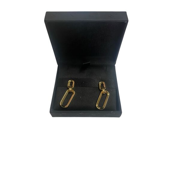 Shashi Gold Plated Oval Drop Earrings NIB - Picture 2 of 4